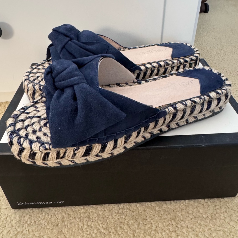 NEW J/Slides NYC Navy Suede Ritsy Slides 8M